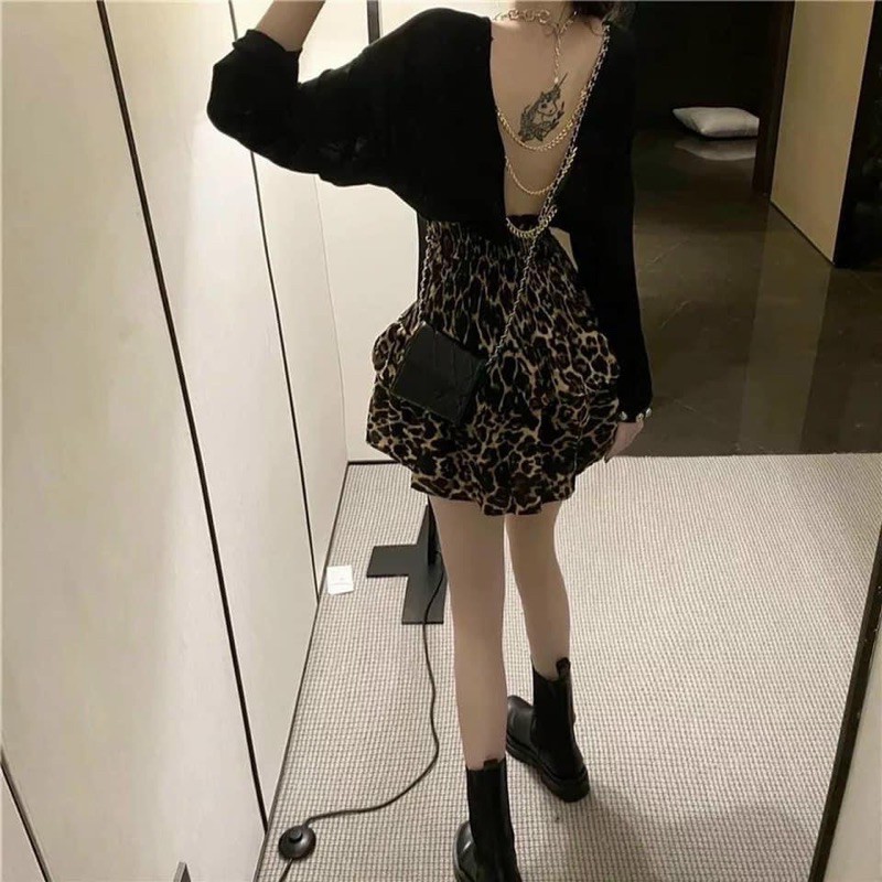 ❤️ SET ÁO THUN DÂY XÍCH + CHÂN VÁY BEO TẦNG #200k