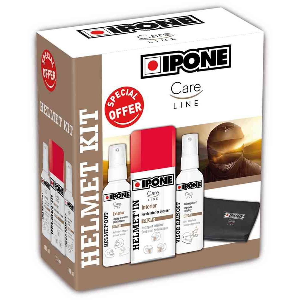 Bộ Kit vệ sinh trong và ngoài mũ, phủ nano chống bám nước mưa cho kính mũ bảo hiểm - IPONE Helmet Kit