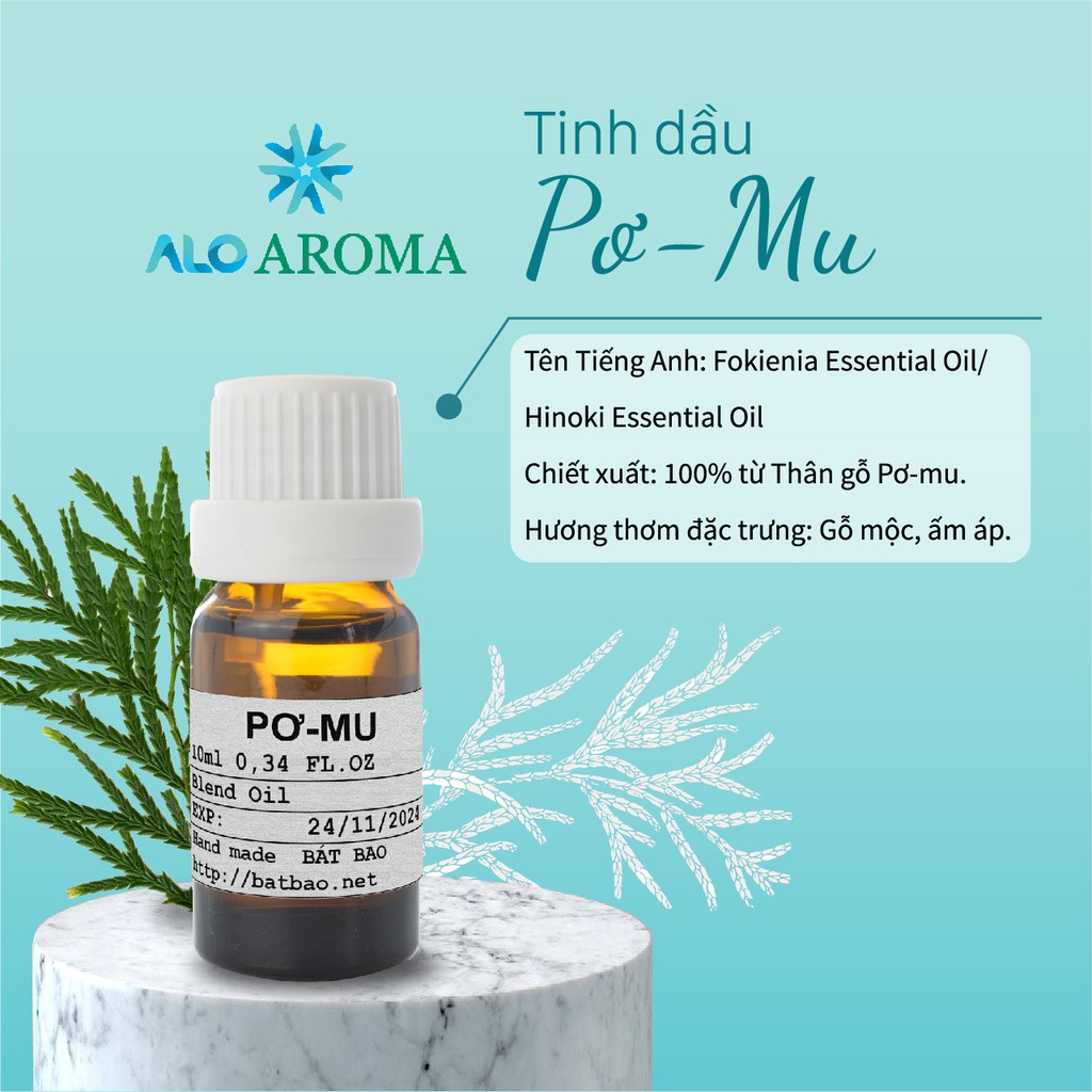 Tinh Dầu Pơ-Mu Thiên Nhiên đánh bóng đồ gỗ, xua đuổi côn trùng Fokienia Essential Oil AloAroma