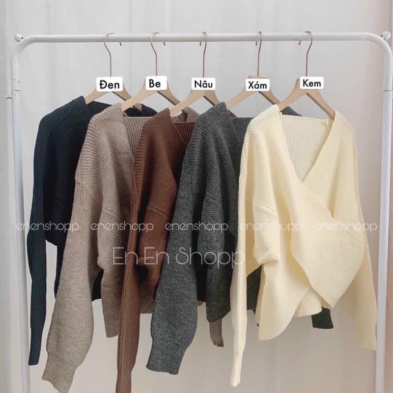Áo len xoắn vạt chéo ms175