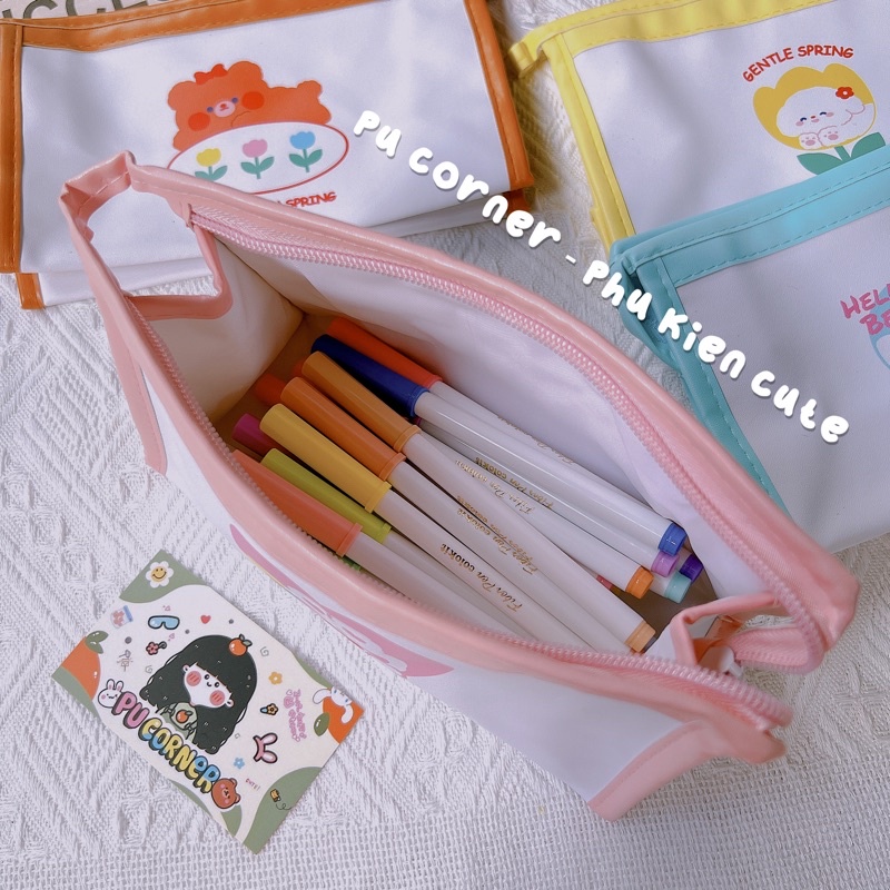 Hộp bút - bóp viết tam giác hình gấu thỏ animal cute siêu to