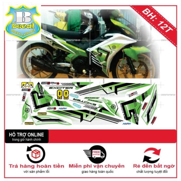 ( Quí khách vui lòng mang ra tiệm cho thợ dán ) Tem EX 2011 TRẮNG XANH KAWA [Bi Decal]