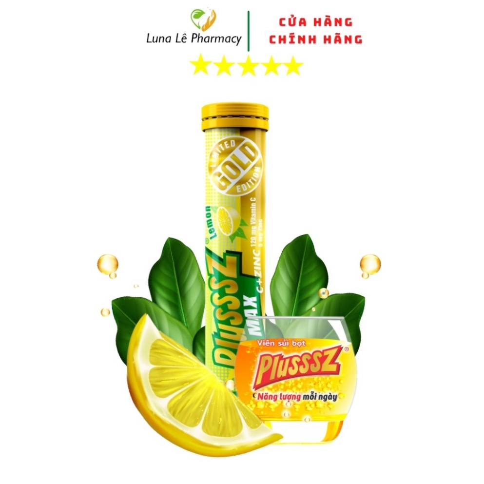 [Chính hãng] Viên C Sủi Bổ Sung Vitamin Tổng Hợp Plusssz Gold Max Tuýp 20 Viên  Date mới