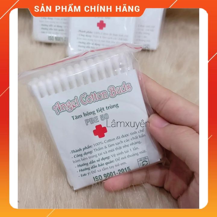 Bông tăm tiệt trùng angel cotton buds PBE 50FREESHIPđa công dụng ,nhỏ gọn nhựa mềm trơn láng,Sợi bông tự nhiên mềm mịn