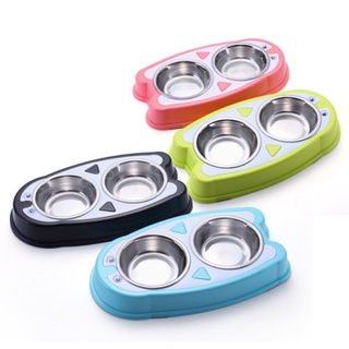 Bát ăn đôi hình chim cánh cụt đựng thức ăn&nước uống cho Chó Mèo
