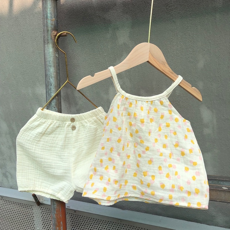 Bộ 2 dây vải xô muslin cho bé gái