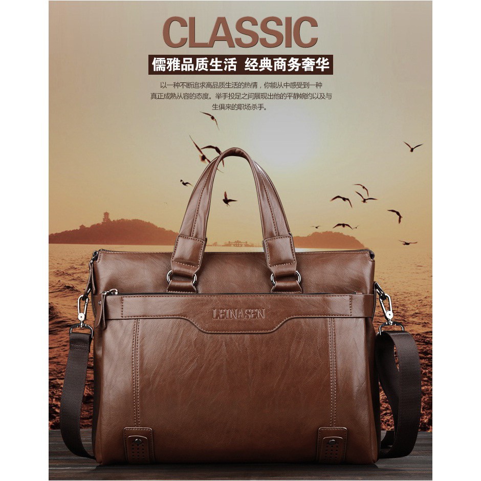 Túi Xách Da Nam Công Sở Leinasen. (size: 40x30x10cm. Da Bò Cao Cấp) Túi Đeo Chéo, Túi Đựng Laptop | BigBuy360 - bigbuy360.vn