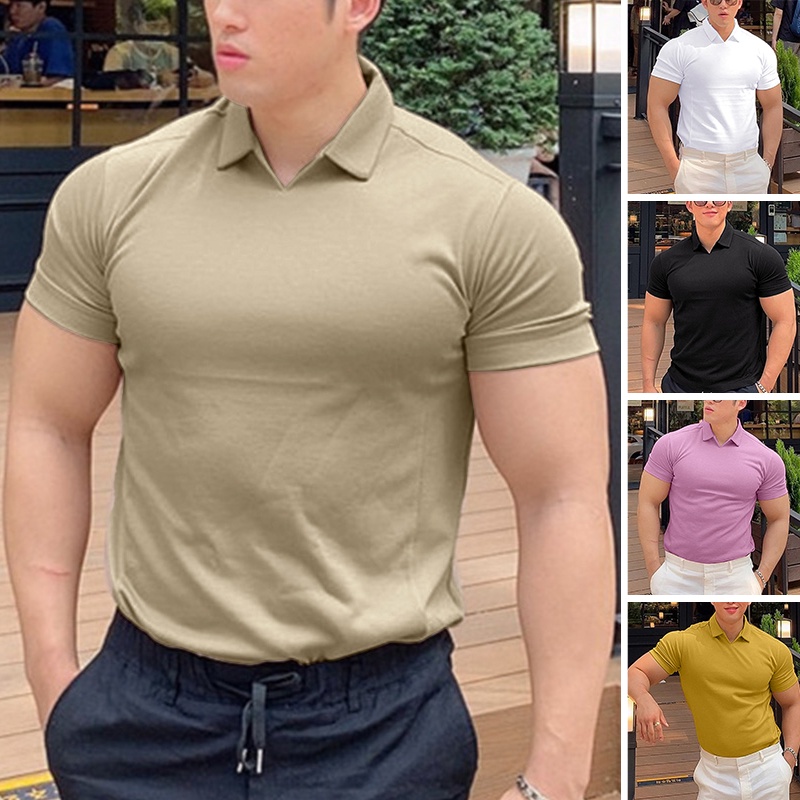 Áo Thun INCERUN Polo Tay Ngắn Có 5 Màu Thời Trang Cho Nam