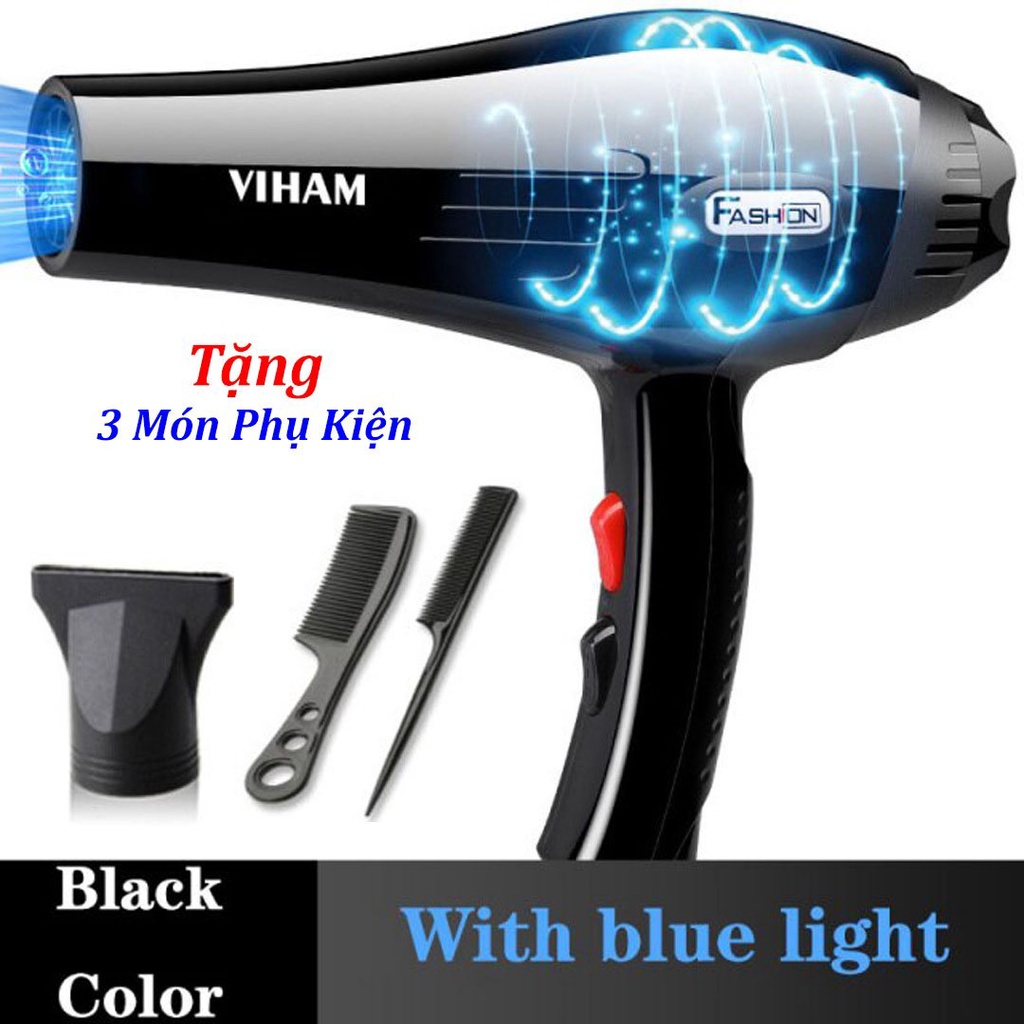 Máy Sấy Tóc VIHAM Công Suất 2000W, Có 2 Chế Độ Sấy Nóng Lạnh Bảo Vệ Tóc, Tặng Thêm 3 Món Phụ Kiện Cao Cấp