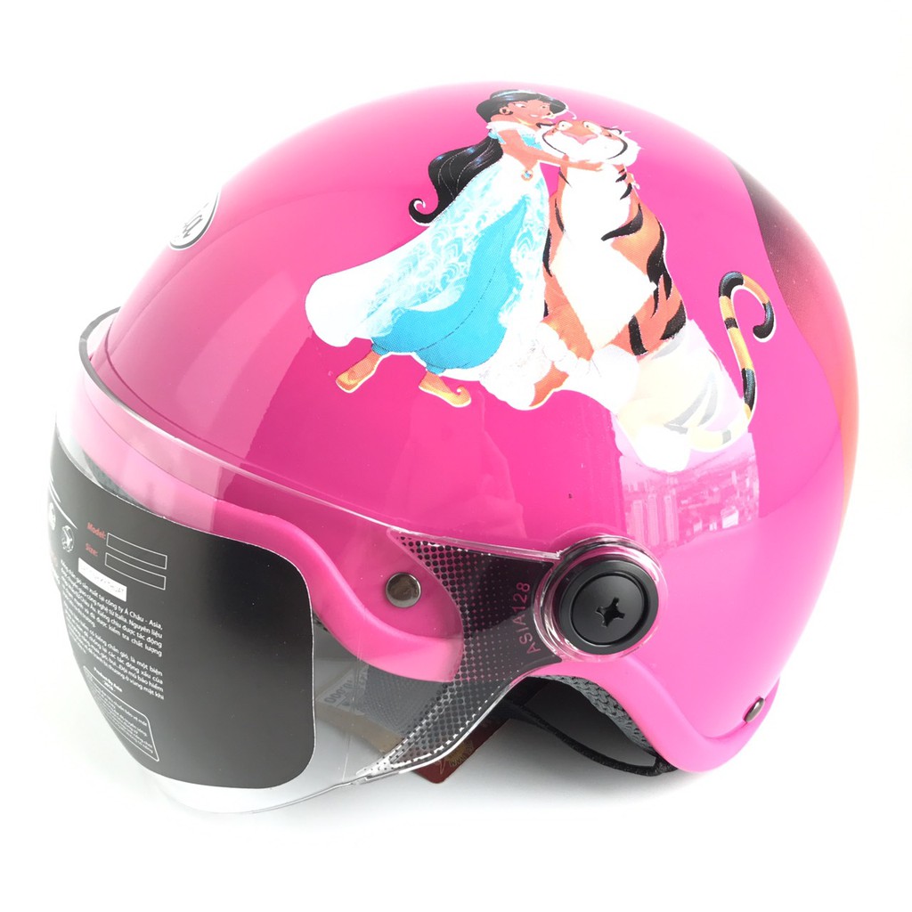Nón bảo hiểm trẻ em có kính - siêu đáng yêu - dành cho bé gái - Asia MT103KS - Hồng công chúa và đèn thần