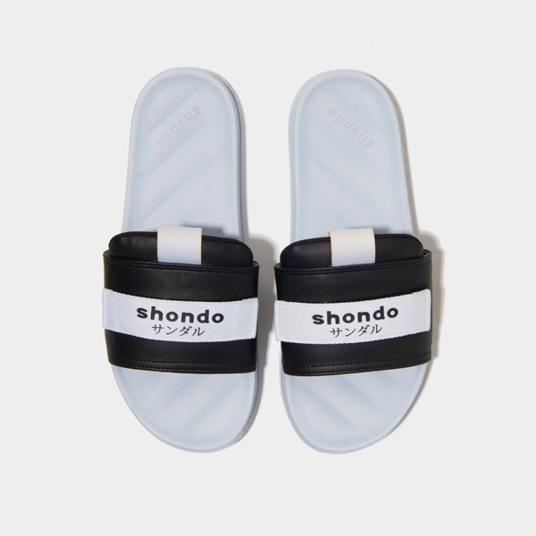 SHONDO | Dép Shondo Quai Ngang Trendy xám in chữ TRE2121