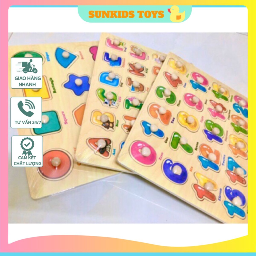 COMBO 3 bảng núm số, chữ và hình