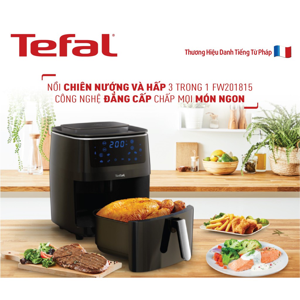 Nồi chiên không dầu Tefal 3 trong 1 Easy fry Steam &amp; Grill FW201815