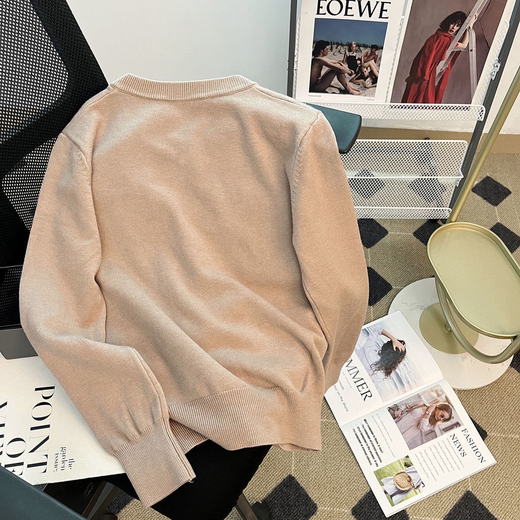 Áo cardigan Dệt Kim Tay Dài Màu Sắc Tương Phản Phong Cách Hàn Quốc Thời Trang Mùa Thu Cho Nữ