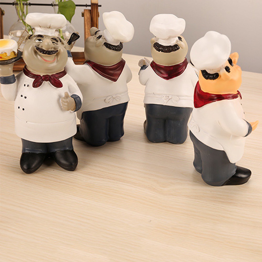 Eworld Resin Chef Figurine Miniatures Decoration Crafts Home Bar Restaurant Kitchen Ornament decor