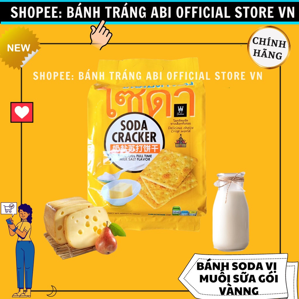 BÁNH QUY SODA CRACKER ĂN KIÊNG THÁI LAN 3 VỊ GÓI 400G