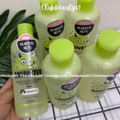 Nước tẩy trang Etude House, nước tẩy trang làm sạch sâu Monster Micellar Cleasing Water 300ml, kèm bill web