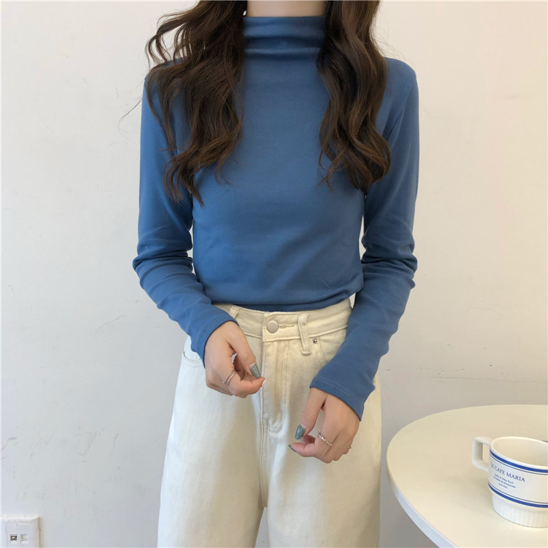 SUXI Áo thun tay dài cổ cao thời trang mùa thu