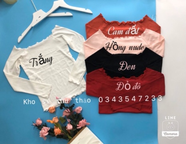 Áo thun gân trễ vai tay dài hình chụp thật kèm video | BigBuy360 - bigbuy360.vn