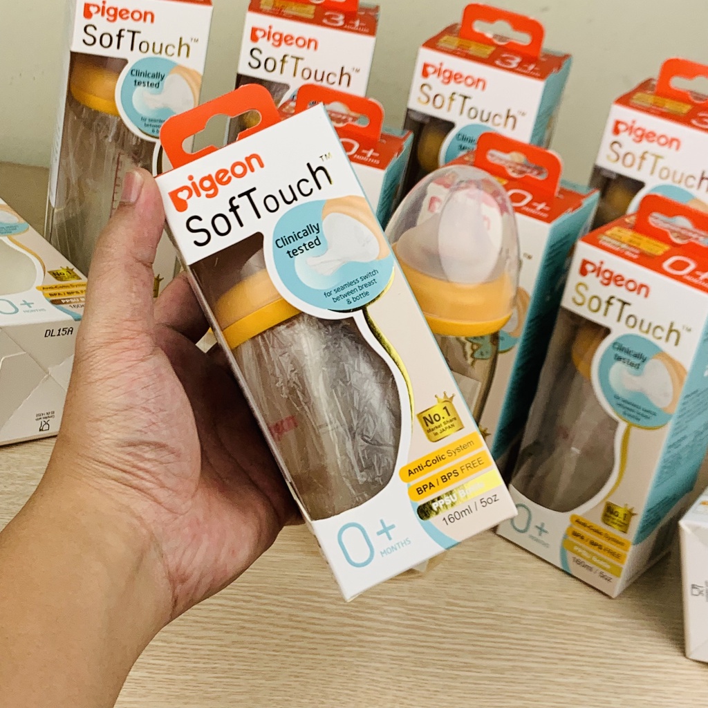 Bình sữa Pigeon Softouch  cổ rộng dung tích 160ml / 240ml chất liệu PPSU an toàn cho bé - Dom Dom Kids