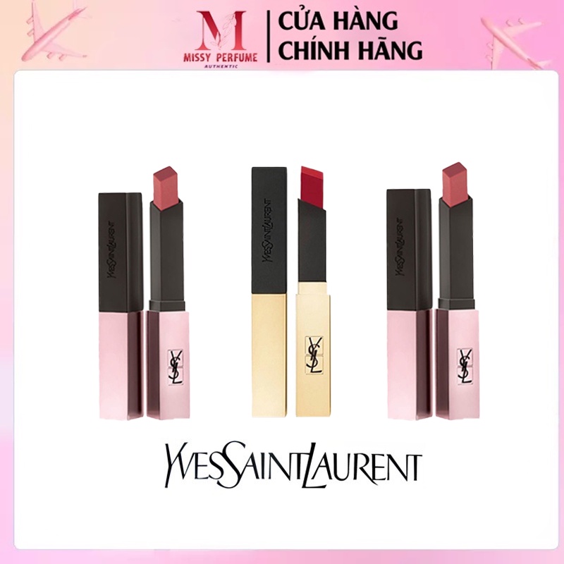 Son môi lì YSL The Slim Glow Matte Lipstick. đầy đủ túi hộp hãng full đủ các loại màu cho chị em