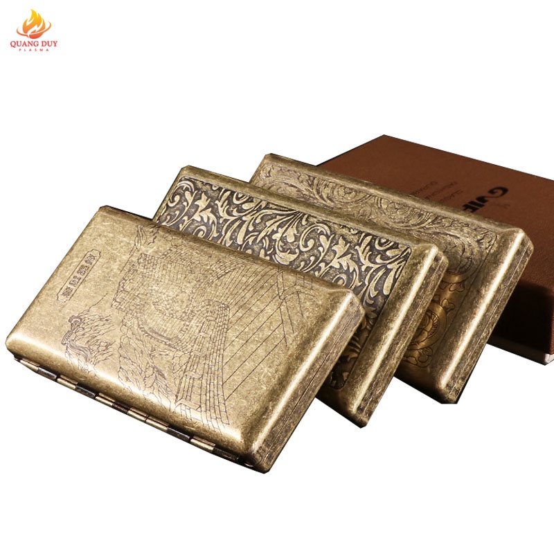 Hộp đựng thuốc lá 20 điếu nhỏ dài hợp kim thiết kế cổ điển