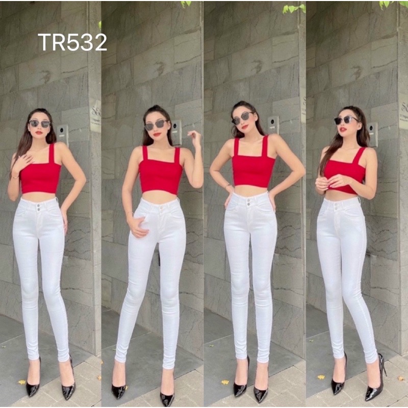 Quần jean nữ màu trắng trơn