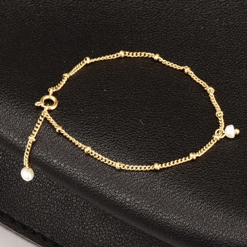 Lắc Tay Dây Mảnh Ngọc Trai Nhân Tạo Nhỏ Titan Ko Đen TT 4263