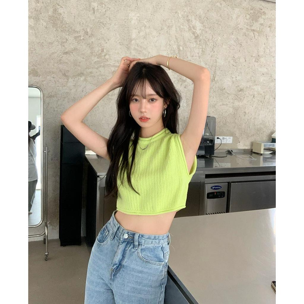 Áo Thun Lụa Dệt Kim Không Tay Dáng Rộng Thời Trang Dành Cho Nữ