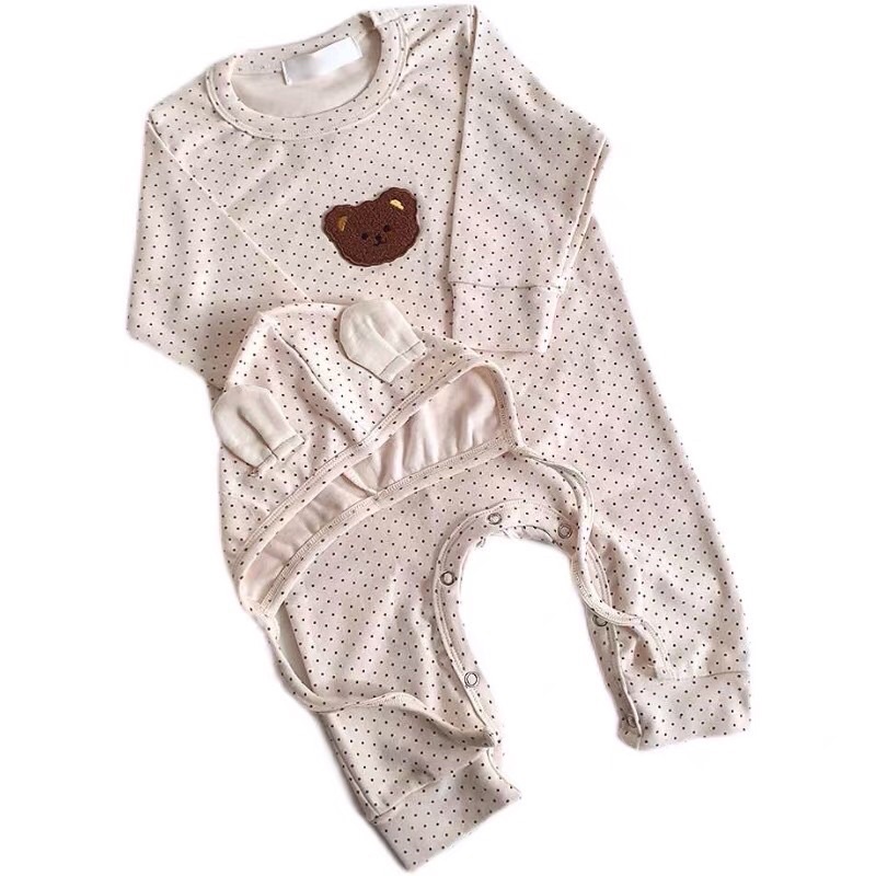 Sleepsuit body liền thân kèm nón gấu cho bé
