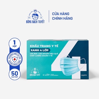 Khẩu trang y tế hộp 50 cái 3 lớp, 4 lớp kháng khuẩn kháng bụi hiệu bông bạch tuyết