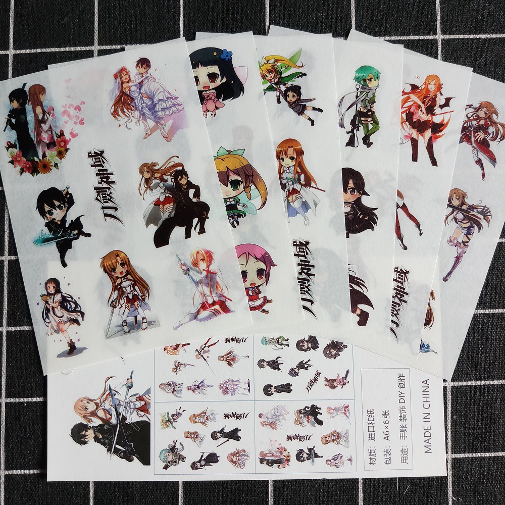 [Sticker] Hình Dán Anime Sword Art Online (6 Tấm)