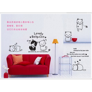 Decal trang trí mèo con dễ thương