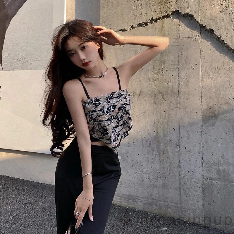 Áo hai dây dáng tam giác in họa tiết thời trang mùa hè cho nữ