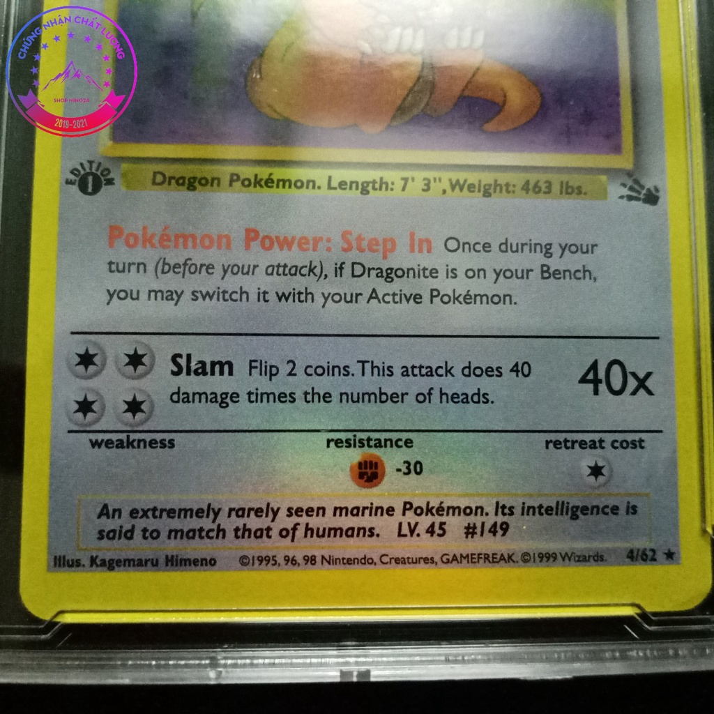 Bài Pokemon sản xuất năm 1995 Dragonite 4 62 rồng 3 hệ tiến hóa tam cấp 1459 d7 56