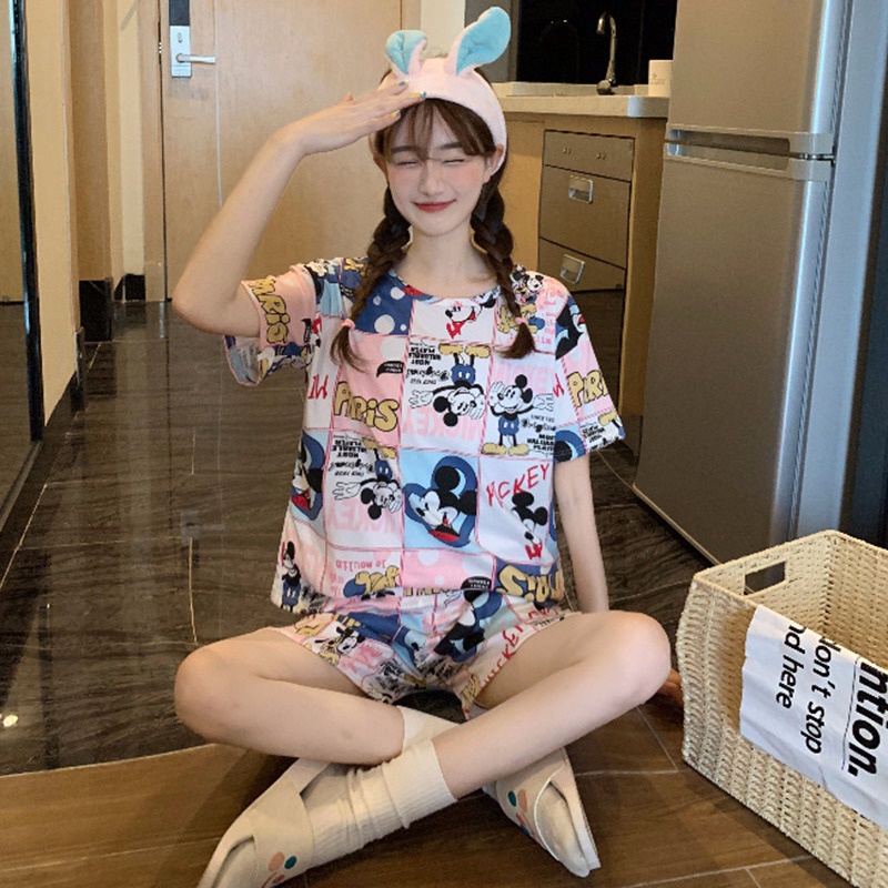 Bộ Đồ Ngủ Ngắn Tay Thời Trang Mùa Hè Dành Cho Nữ