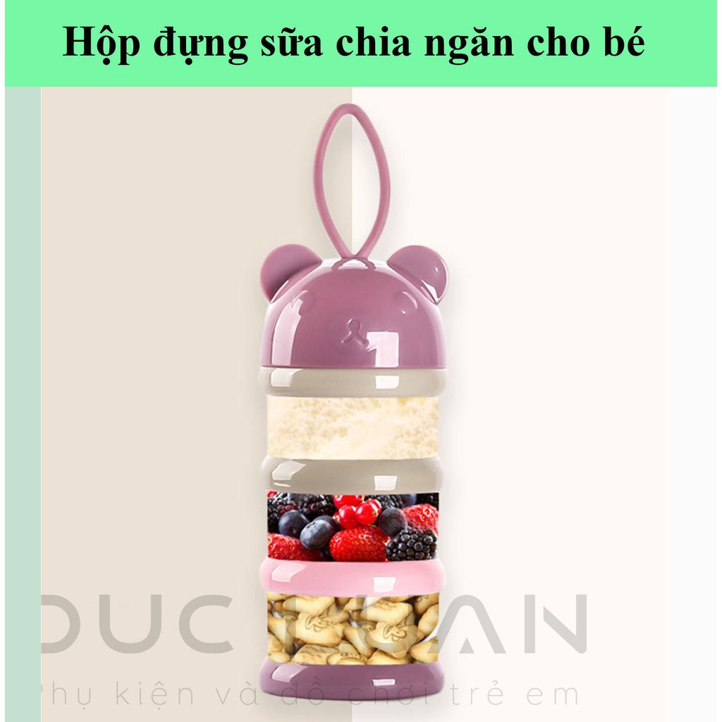 Hộp chia sữa 3 ngăn cho bé đi chơi - hộp đựng sữa 4 ngăn - đựng đồ ăn dặm và hoa quả