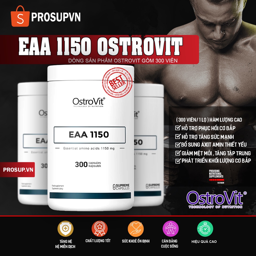 EAA 1150 OSTROVIT ( 300 Viên/Hũ ) - Bổ sung Axit Amin thiết yếu, hỗ trợ phát triển và phục hồi cơ bắp hiệu quả .