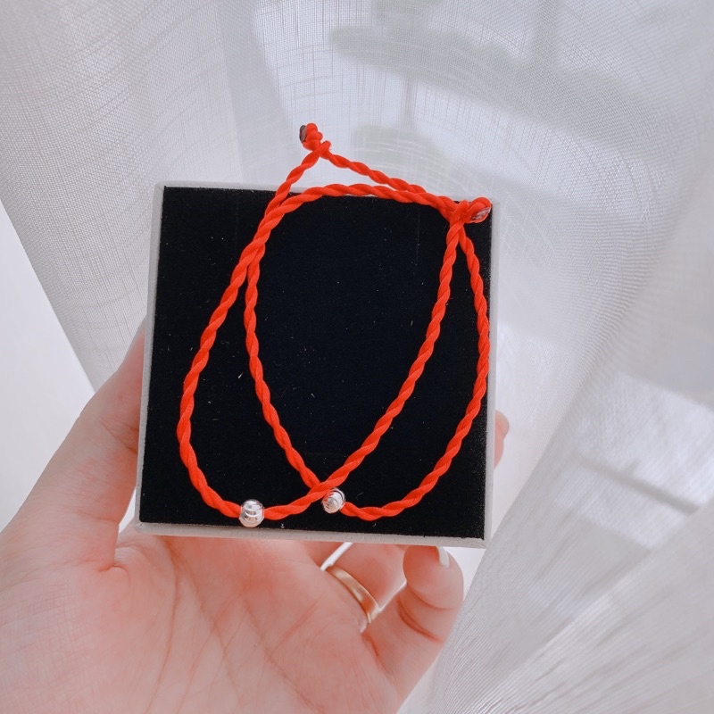 Vòng bạc chỉ đỏ may mắn bi bạc nguyên chất - [HÀNG CÓ SẴN] - Tuna Shop Trang sức Bạc