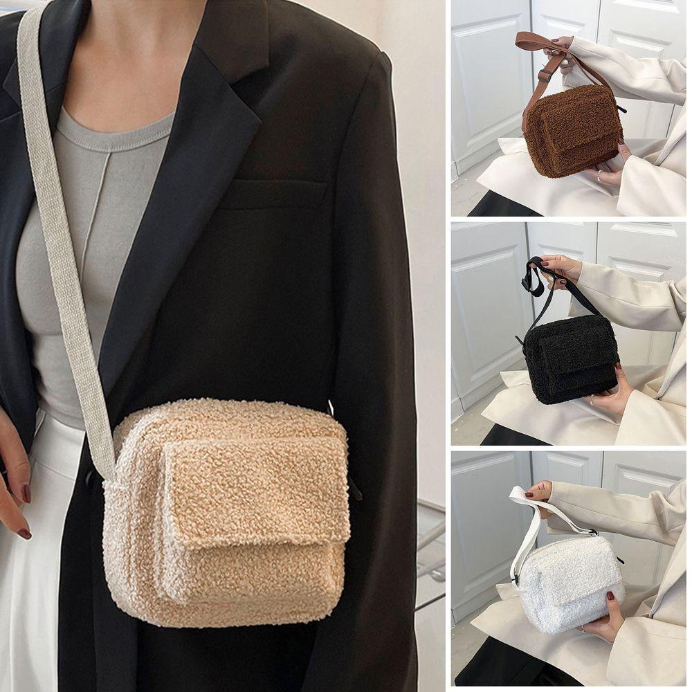 Túi Đeo Vai Bằng Lông Cừu Thiết Kế Nhỏ Gọn Giản Dị Dành Cho Nữ