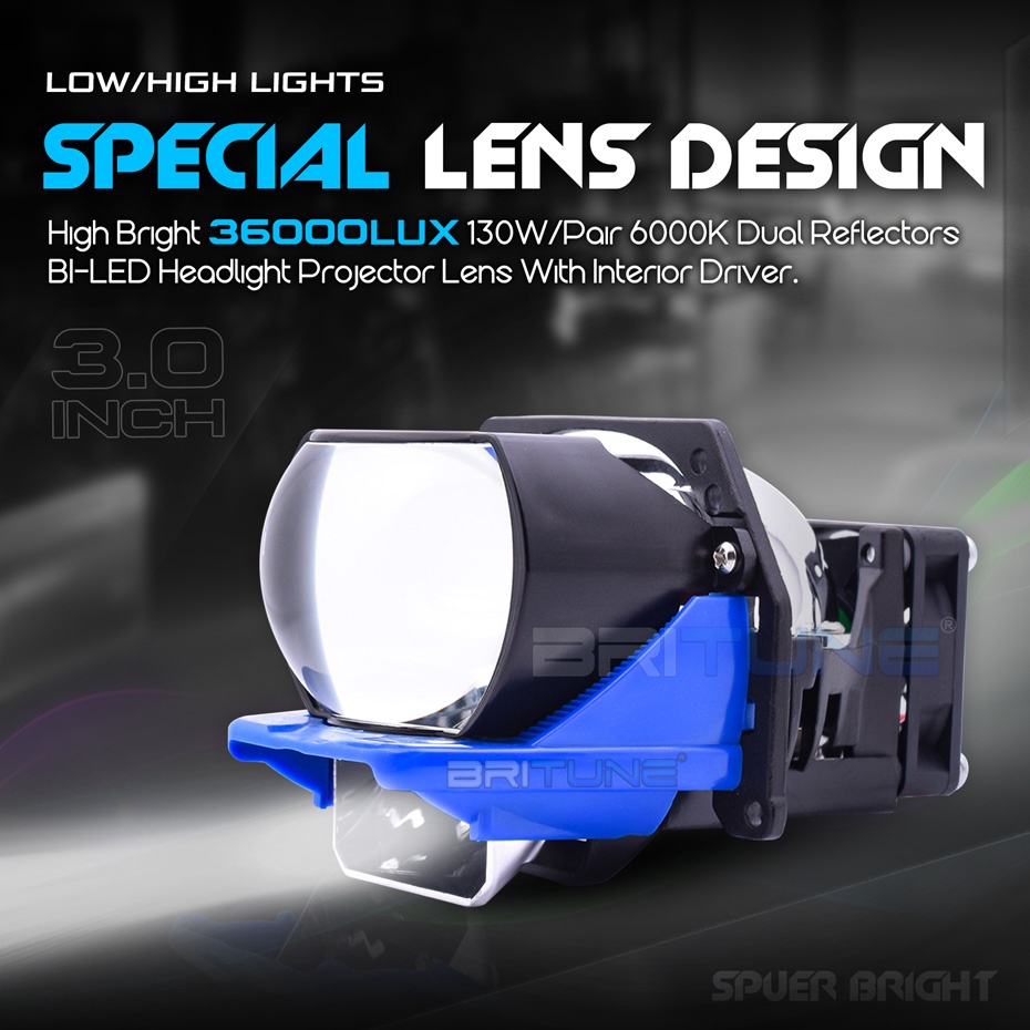 Đèn Pha LED 3.0 INCH 65W 36000 LUX Ánh Sáng Trắng Chuyên Dụng Cho Xe Hơi Hella Koito Q5 DIY