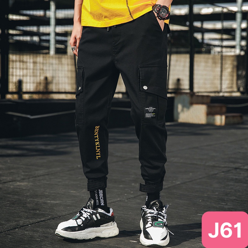 Quần jogger nam túi hộp bo chân màu đen đậm không rách chất kaki cao cấp co dãn 4 chiều baggy thể thao nam havado61 mới