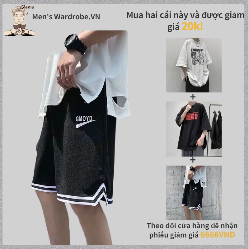 Quần short bóng rổ in chữ phong cách Hàn Quốc cho nam fashion quần ngắn nam bigsize unisex quần đùi quần short