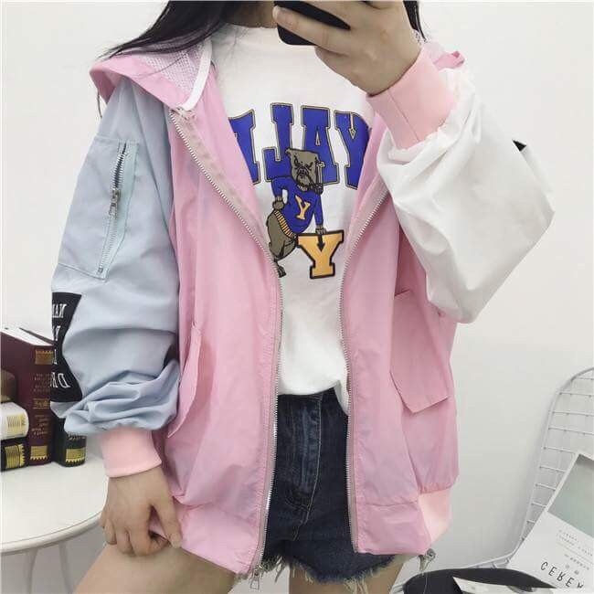 Áo khoác nữ dù phối màu tay | BigBuy360 - bigbuy360.vn