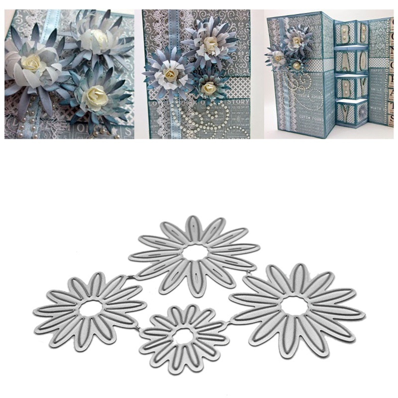 Aoto Khuôn Cắt Giấy Kim Loại Hình Hoa Cúc Nhiều Kiểu Dáng Xinh Xắn