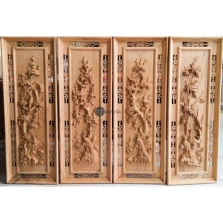 Tranh gỗ bốn mùa - khung kép