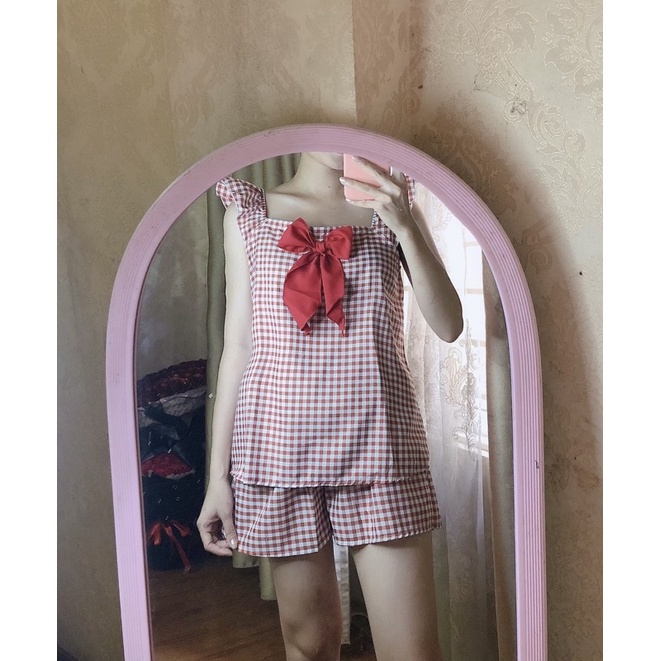 ❤Deal 29k❤️  Bộ hai dây cánh tiên kẻ caro nơ ngực, kèm ảnh thật | BigBuy360 - bigbuy360.vn