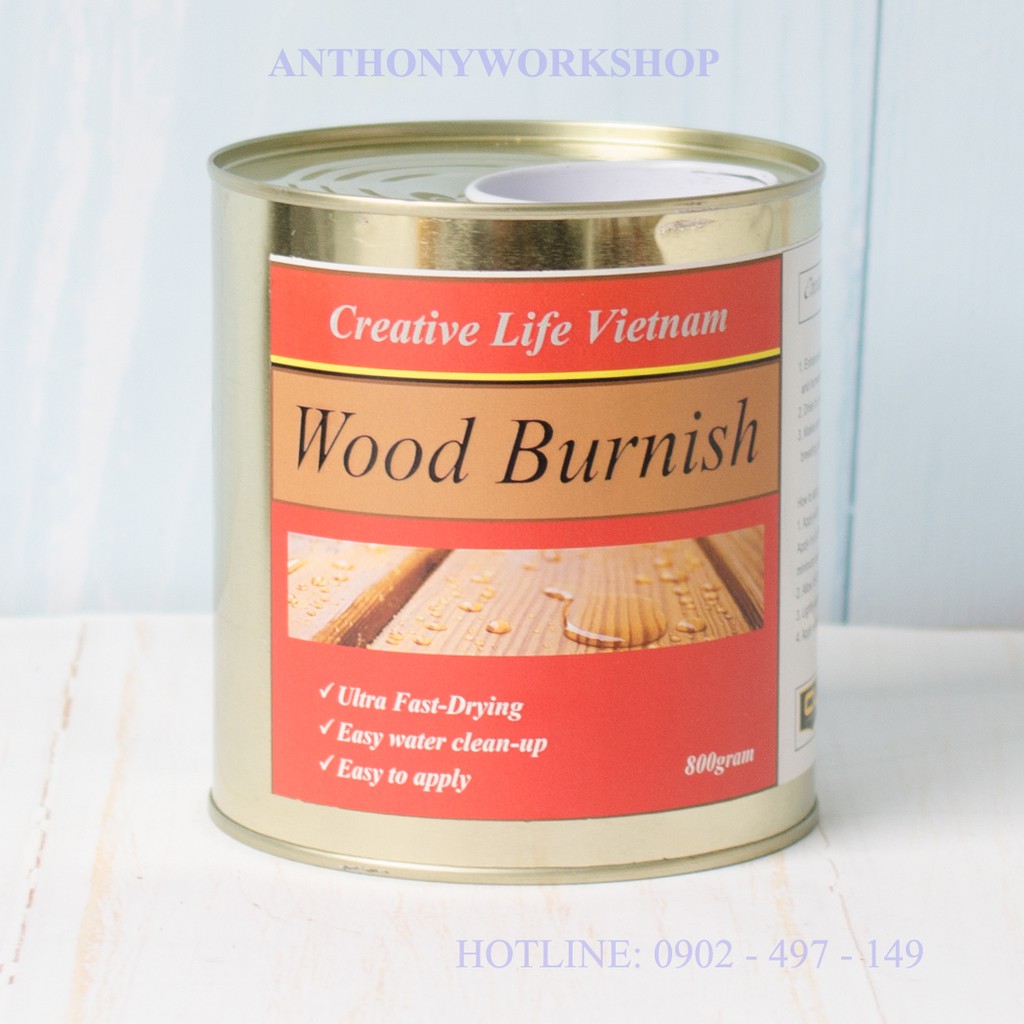 Lon 800g sơn phủ bóng mờ gỗ wood burnish creative life