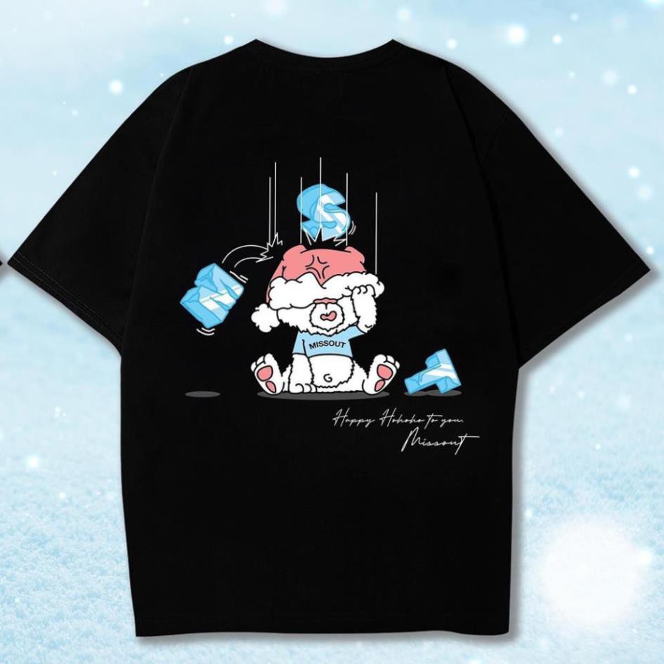 Áo thun form rộng MISSOUT Gấu Trắng Unisex Nam Nữ - Áo phông tay lỡ kiểu giấu quần Ulzzang Nelly- Leevin Store ྇