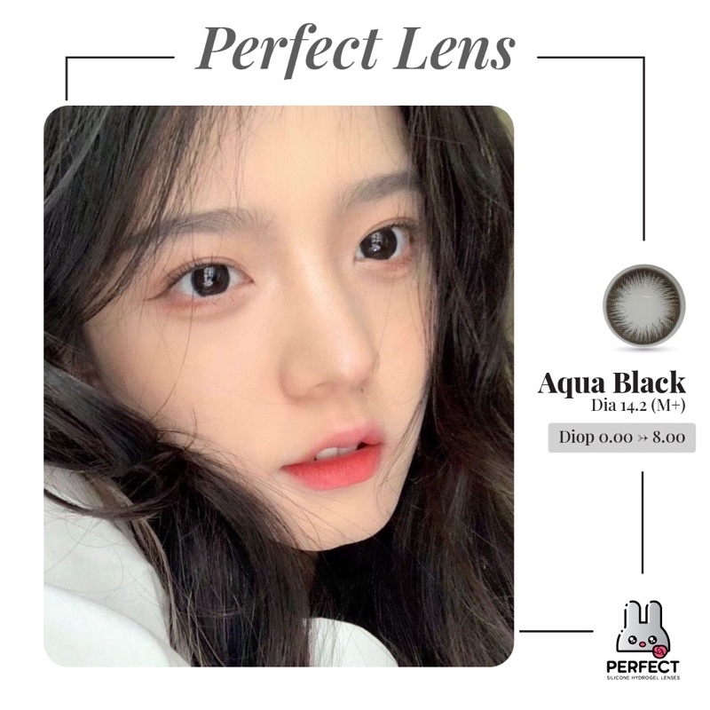 Lens Mắt , Kính Áp Tròng AQUA BLACK Có Độ Cận và Không Độ , DIA 14.2 , Dành Cho Mắt Nhạy Cảm Giá Sale